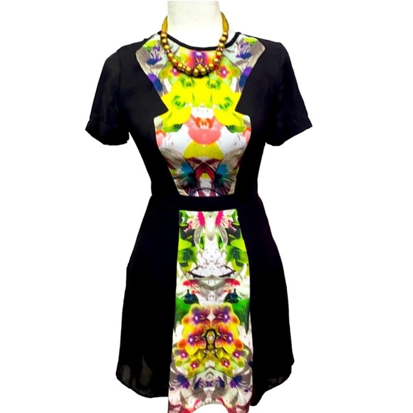 Prabal Gurung Black Multi Colored Floral Dress - Picture 2 of 5